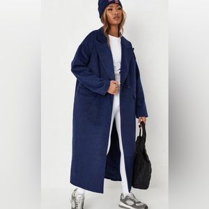 Women’s Missguided navy long coat size 4